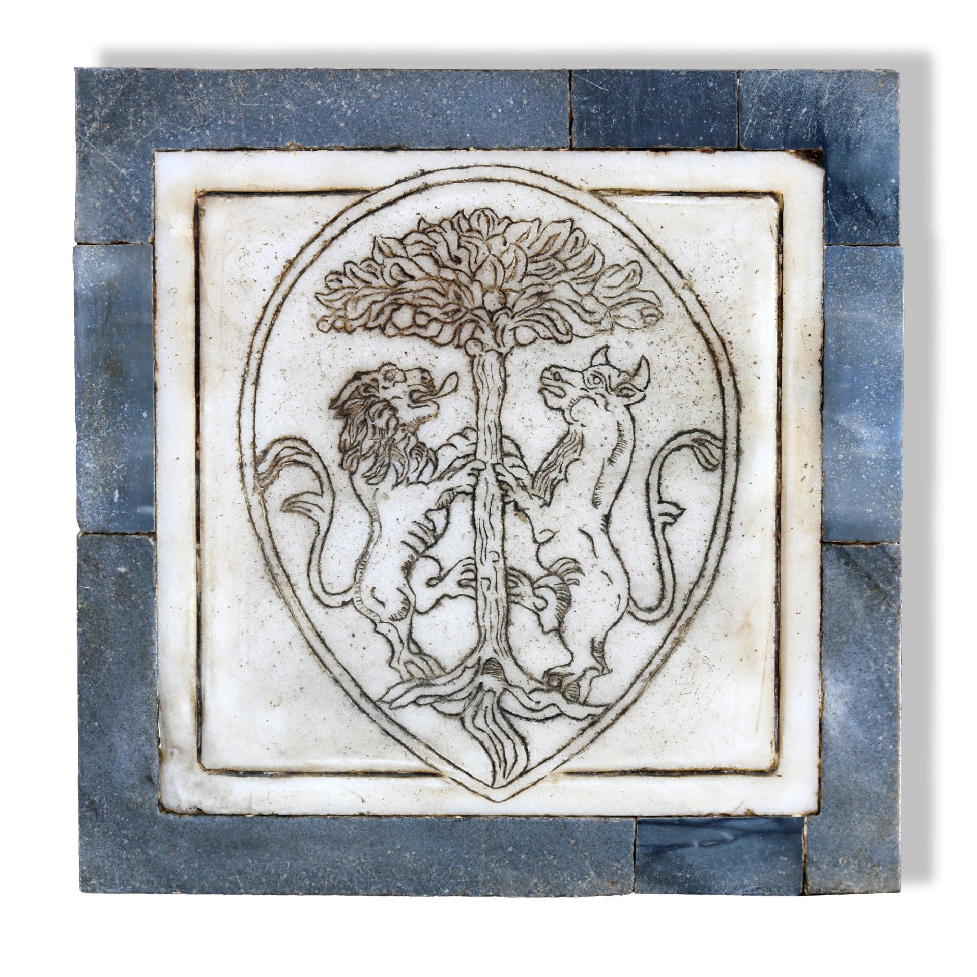 Antique marble coat of arms. 1800s.